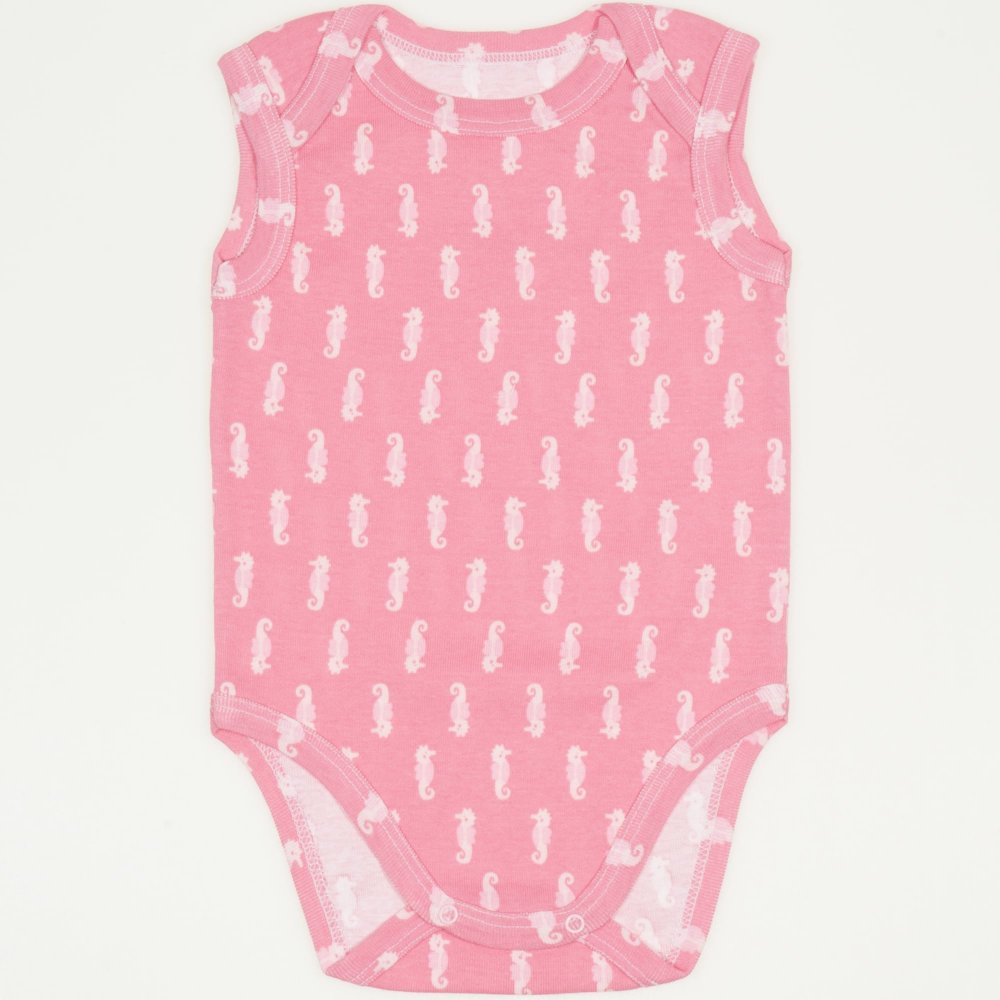 Salmone sleeveless bodysuit with sea horses print | liloo