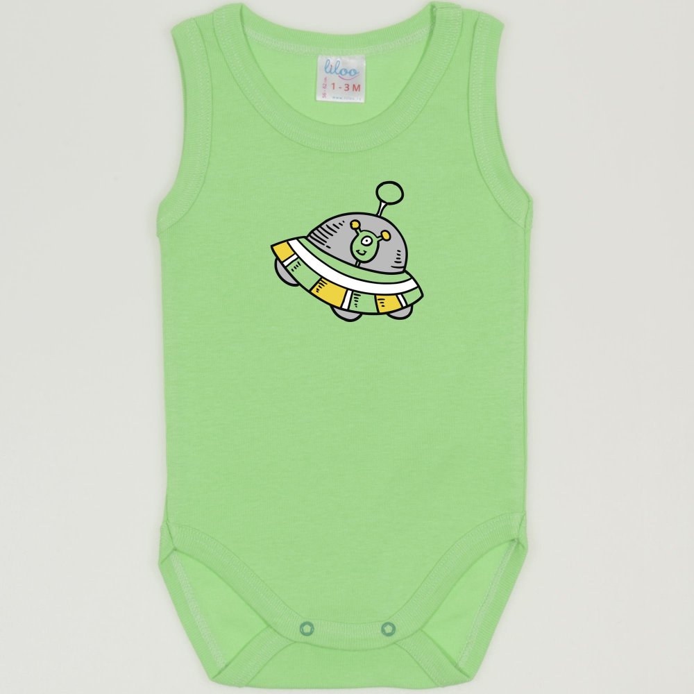 Summer green sleeveless bodysuit with alien print | liloo