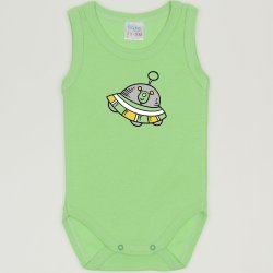 Summer green sleeveless bodysuit with alien print