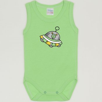 Summer green sleeveless bodysuit with alien print