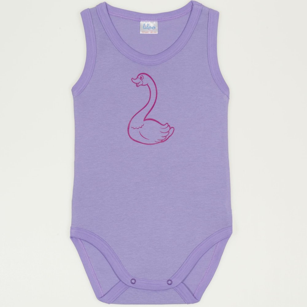 Violet sleeveless bodysuit with swan print | liloo