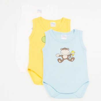 Baby bodysuit type tank top model for boys - set of 3 pieces