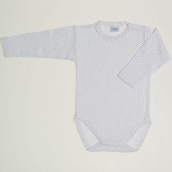 White long-sleeve bodysuit with violet dots | liloo