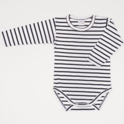 White long-sleeve bodysuit with black stripes print