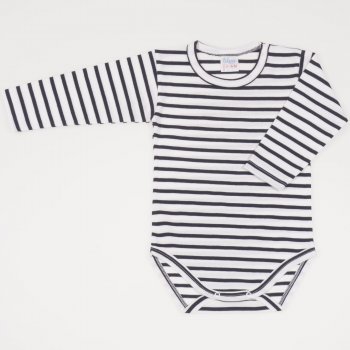 White long-sleeve bodysuit with black stripes print | liloo