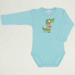 Blue radiance long-sleeve bodysuit with alligator print