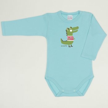 Blue radiance long-sleeve bodysuit with alligator print  | liloo