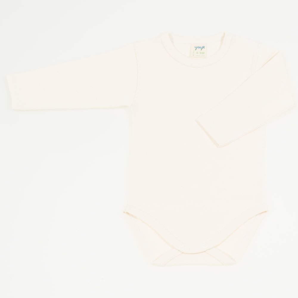 Natural cream organic cotton long-sleeve bodysuit | liloo