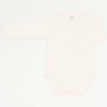 Natural cream organic cotton long-sleeve bodysuit | liloo