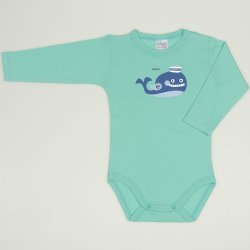 Cockatoo long-sleeve bodysuit with whale print