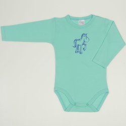 Cockatoo long-sleeve bodysuit with horse print