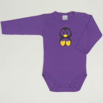 Body maneca lunga mov deep lavender imprimeu pinguinul Tux