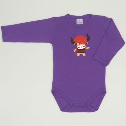 Purple deep lavender long-sleeve bodysuit with Yak print