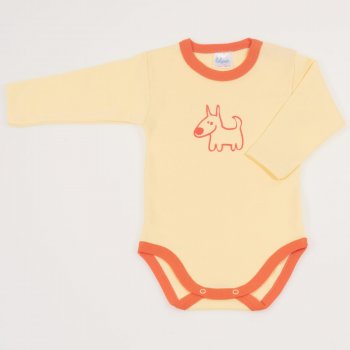 Yellow long-sleeve bodysuit with dog print