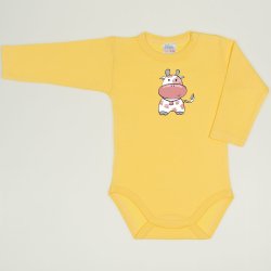 Minion yellow long-sleeve bodysuit with cow print