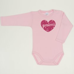Orchid pink long-sleeve bodysuit with princess print