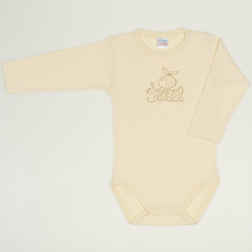 Vanilla custard long-sleeve bodysuit with Sweet bee print | liloo