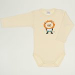 Vanilla custard long-sleeve bodysuit with lion print | liloo