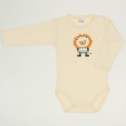 Vanilla custard long-sleeve bodysuit with lion print