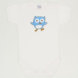 Blanc de blanc short-sleeve bodysuit with owl print