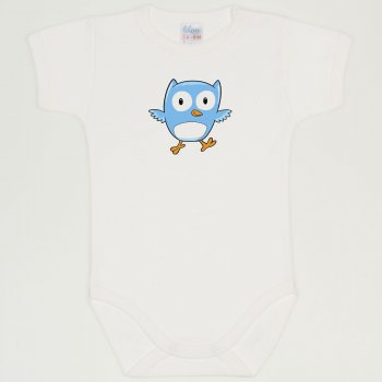 Blanc de blanc short-sleeve bodysuit with owl print