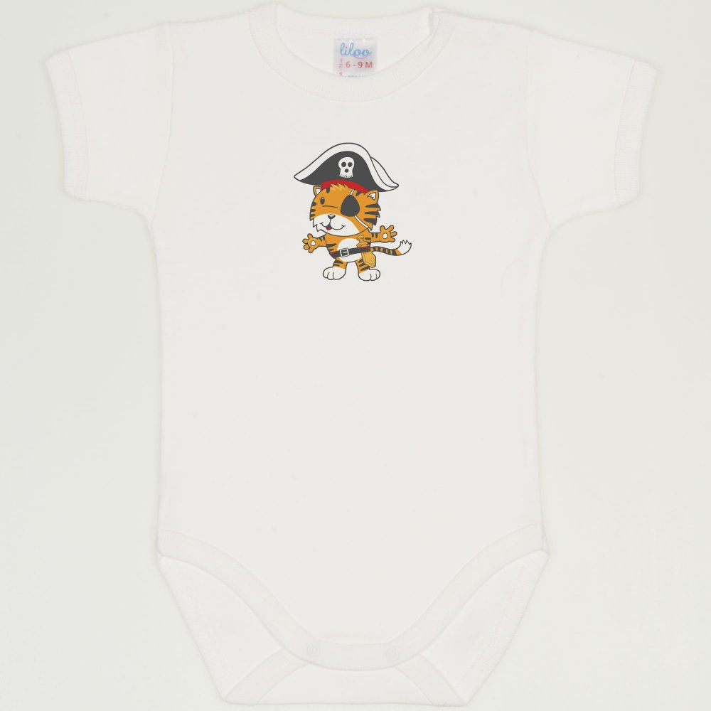 Blanc de blanc short-sleeve bodysuit with pirate tiger print | liloo