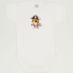 Blanc de blanc short-sleeve bodysuit with pirate tiger print