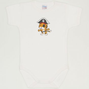 Blanc de blanc short-sleeve bodysuit with pirate tiger print | liloo