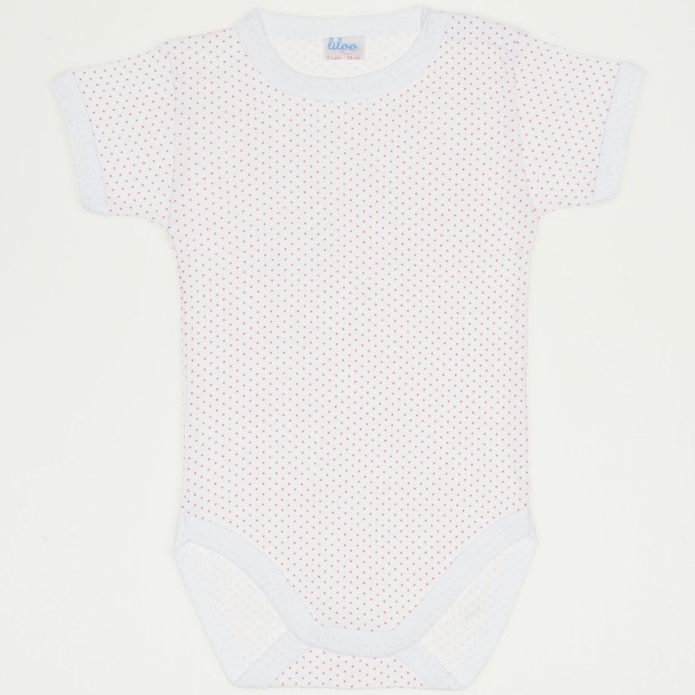 White short-sleeve bodysuit with red dots | liloo