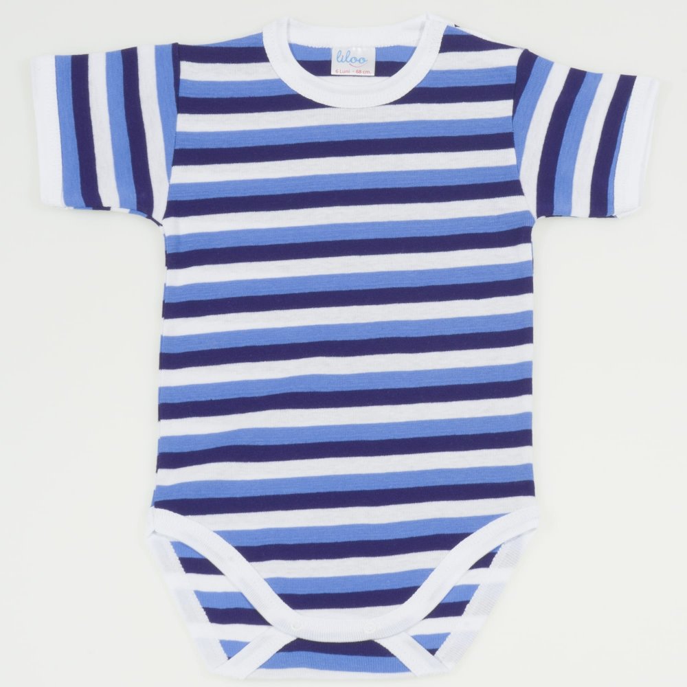 Azure short-sleeve bodysuit with white stripes print | liloo