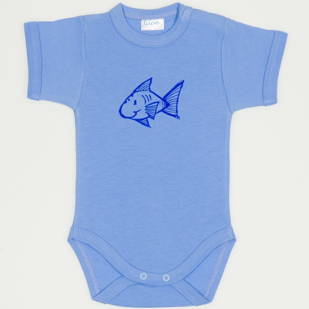 Azure short-sleeve bodysuit withfish print | liloo