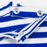 White organic cotton short-sleeve bodysuit with blue stripes print | liloo