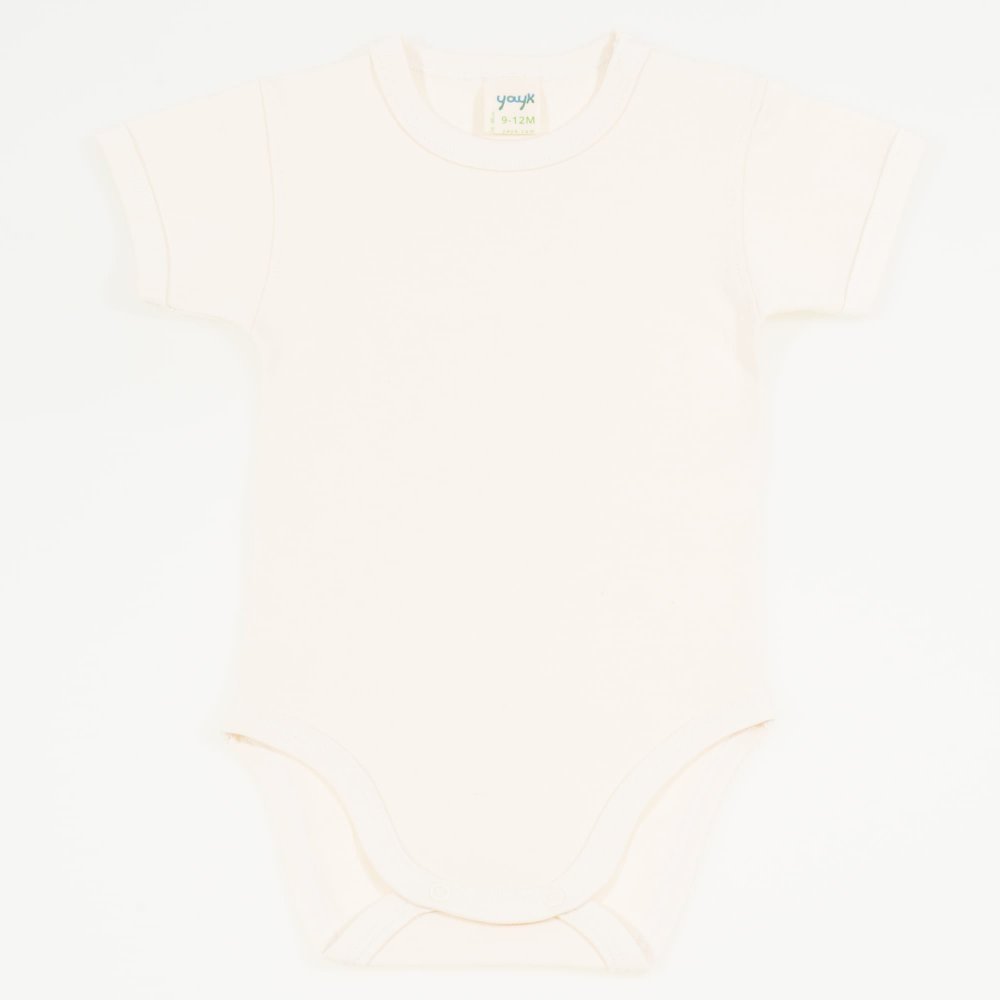 Natural cream organic cotton short-sleeve bodysuit | liloo