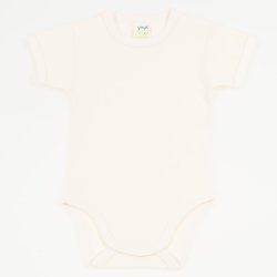 Natural cream organic cotton short-sleeve bodysuit