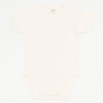 Natural cream organic cotton short-sleeve bodysuit