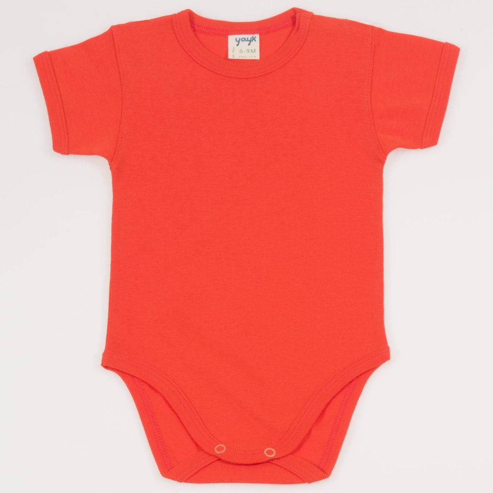 Orange organic cotton short-sleeve bodysuit | liloo