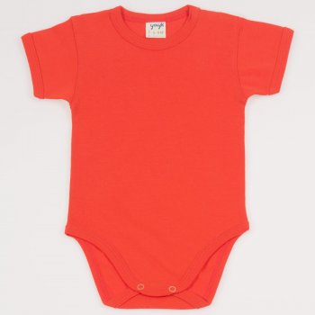 Orange organic cotton short-sleeve bodysuit