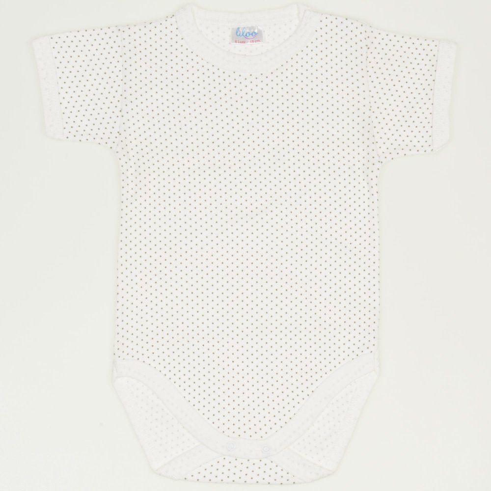 Cream-colored short-sleeve bodysuit with maroon dots | liloo