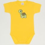 Dandelion yellow short-sleeve bodysuit with turtle print | liloo