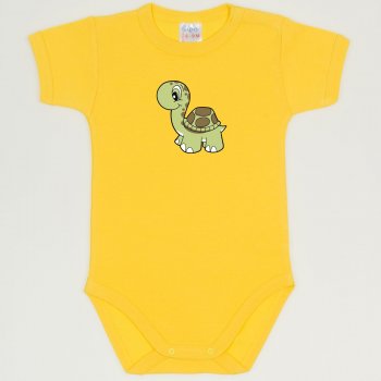 Dandelion yellow short-sleeve bodysuit with turtle print