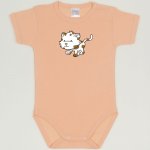 Peach fuzz short-sleeve bodysuit with kitten for a walk print | liloo