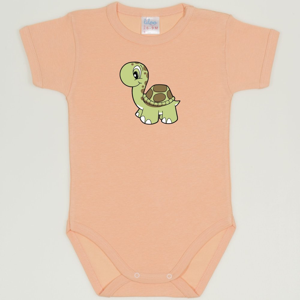 Peach fuzz short-sleeve bodysuit with turtle print | liloo