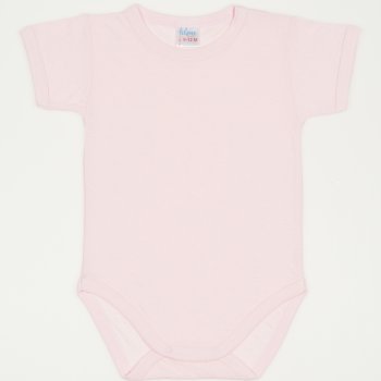 Pink short-sleeve bodysuit - premium multilayer material with model | liloo