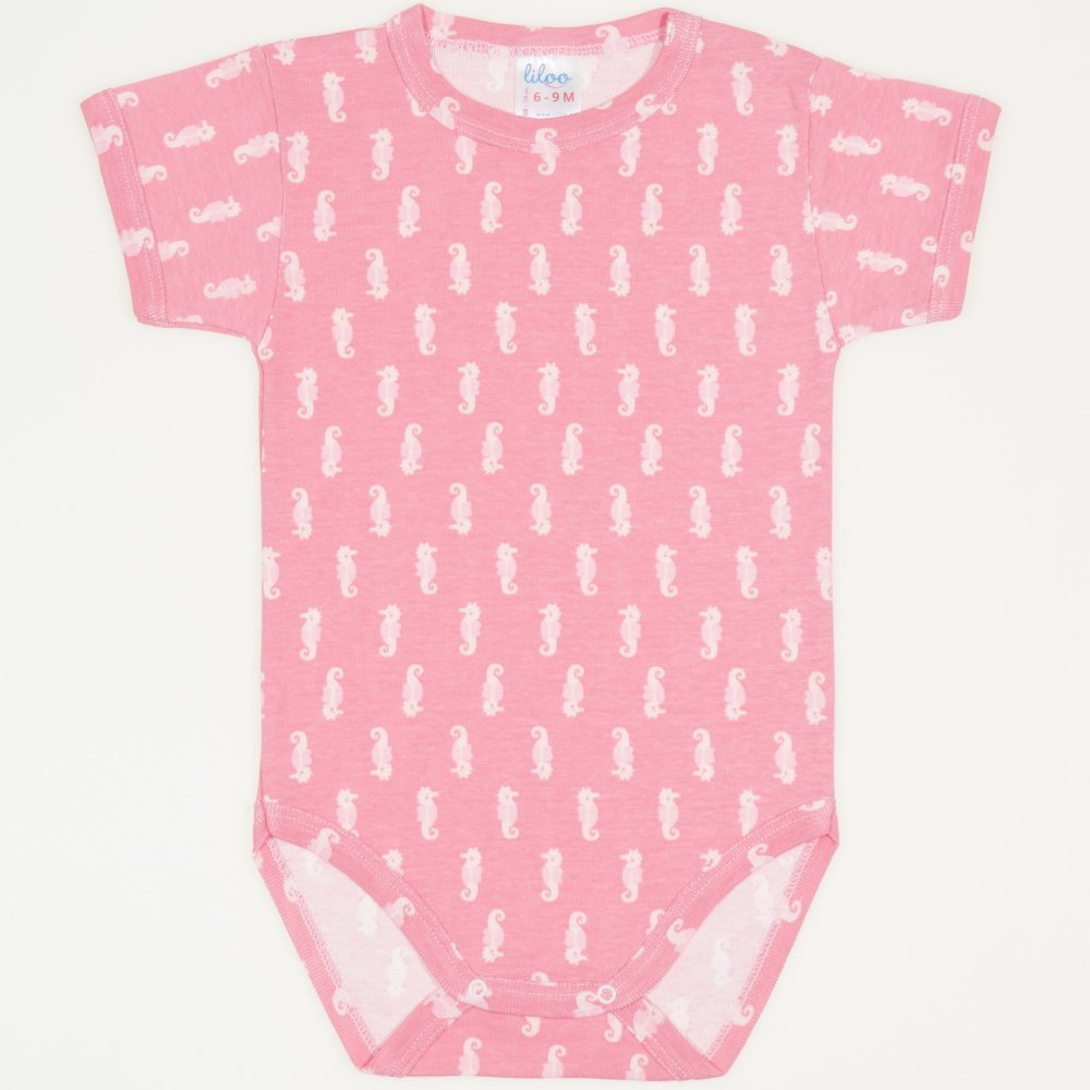 Salmone short-sleeve bodysuit with sea horses print | liloo