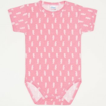 Salmone short-sleeve bodysuit with sea horses print | liloo