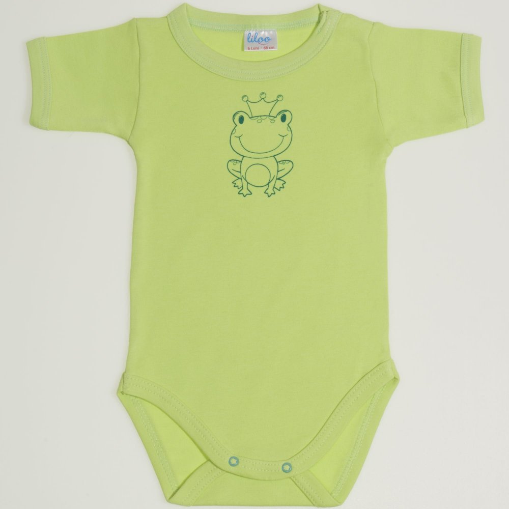 Lime green short-sleeve bodysuit with frog print | liloo