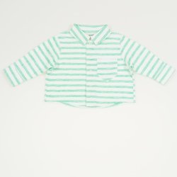 White and green organic cotton christening shirt