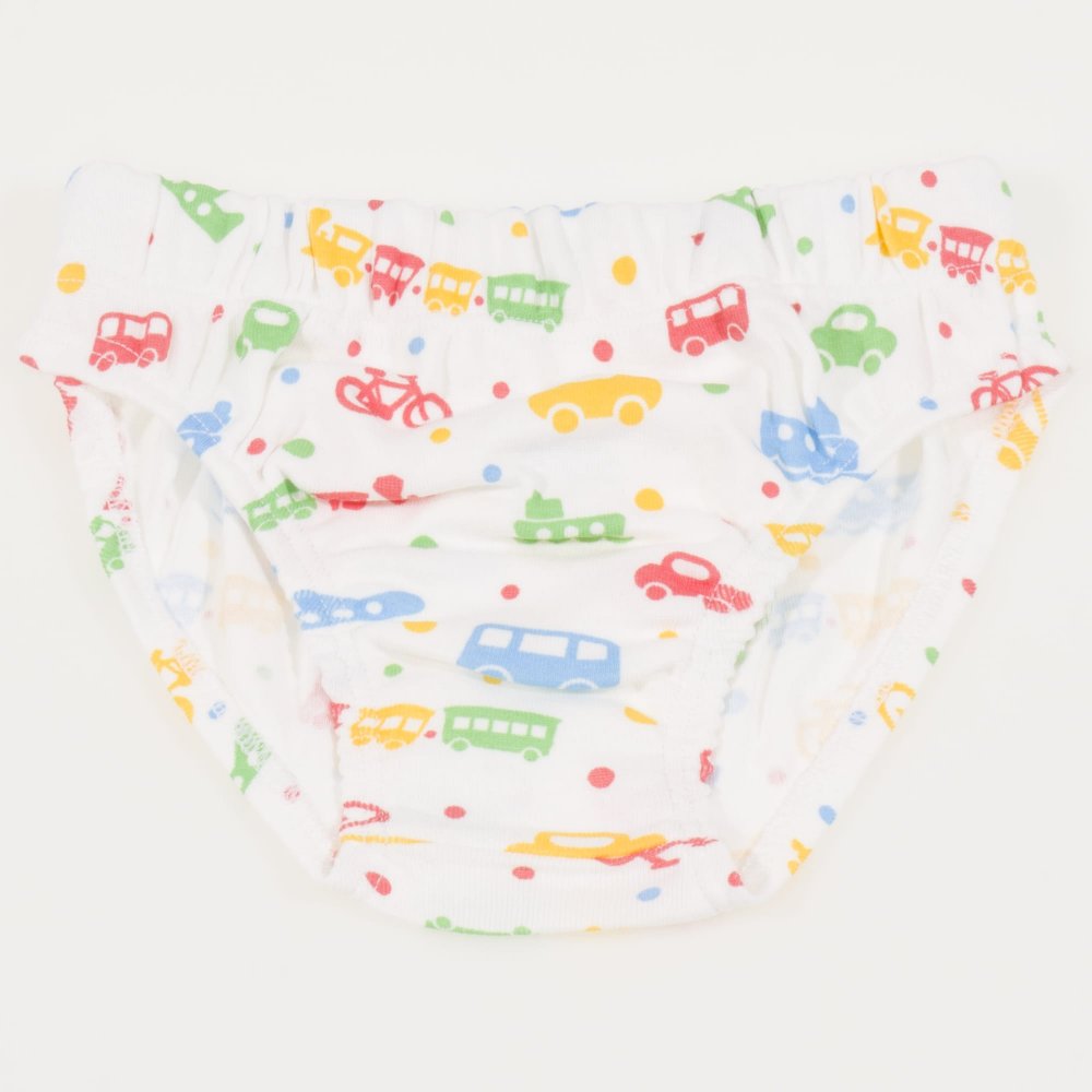 White briefs with transport toys print | liloo