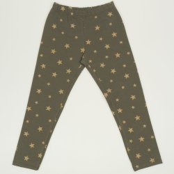 Green thick leggings with stars print
