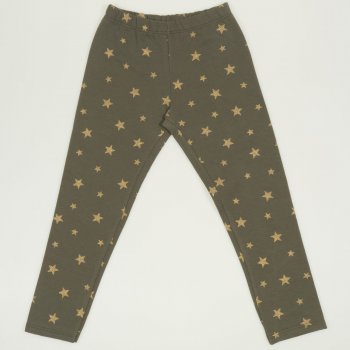 Green thick leggings with stars print